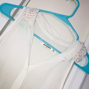 White Sheer Sleeveless Button Down